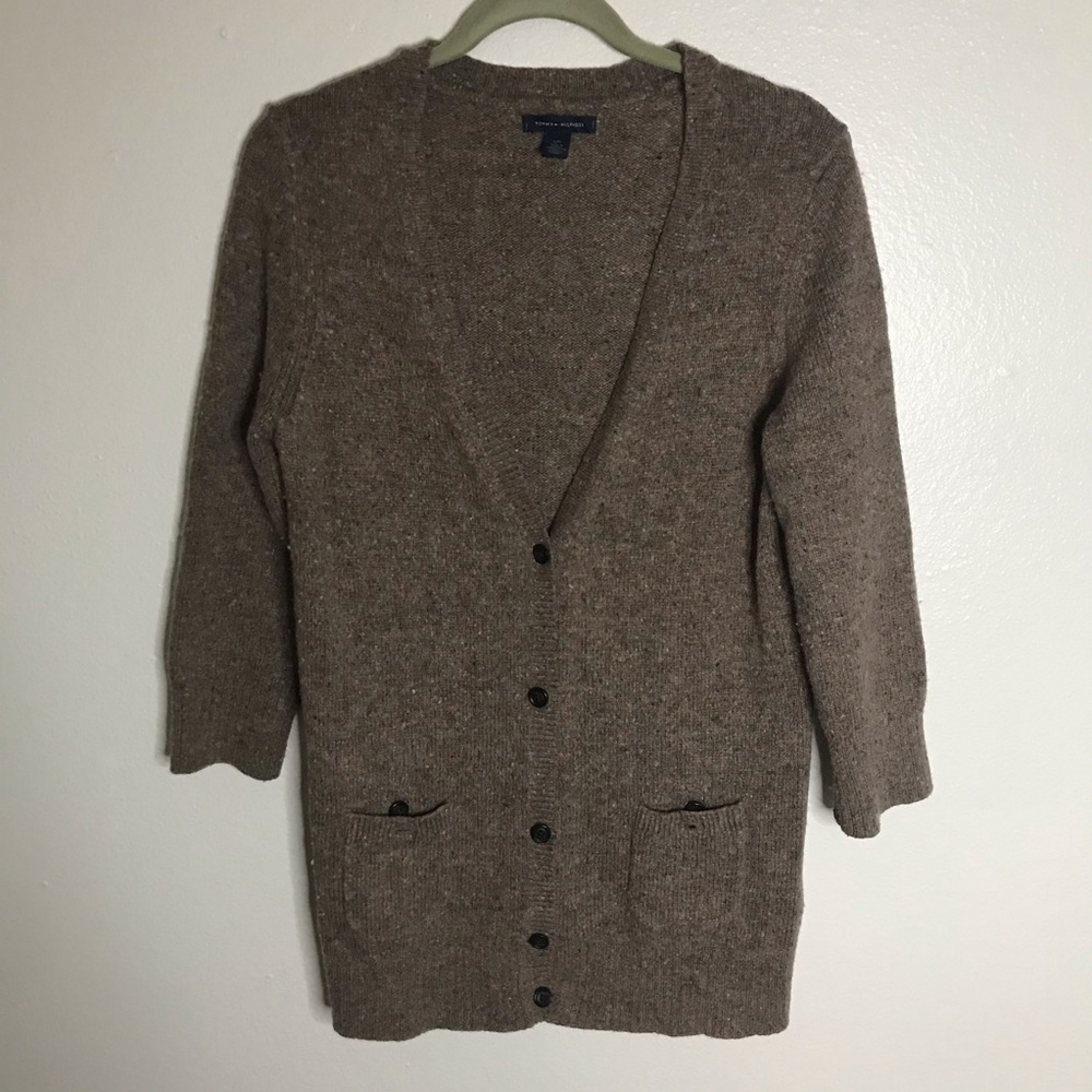 Tommy Hilfiger Wms wool blend brown cardigan L